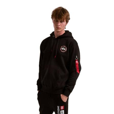 Alpha Industries, Bluza Alpha Industries Rbf Back Stripe Hoody 128375 03 XS Zwart, Heren, Maat:M