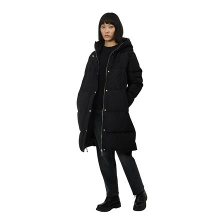 Silvian Heach Long down jacket with hood , Zwart , Dames , Maat: M