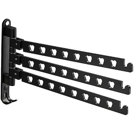 Pyörivä alumiininen vaateripustin, taitettava, vaateripustin, musta