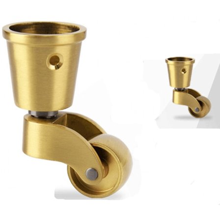 2 kappaleen sarja yleiskäyttöisiä pyöriä, 1 tuuman levy pyörät, messinki huonekalu pyörät, hiljainen