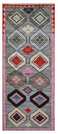 Moroccan Berber - Afghanistan 81X200 Hallmatta Mörkgrå/Mörkröd Ull, Afghanistan