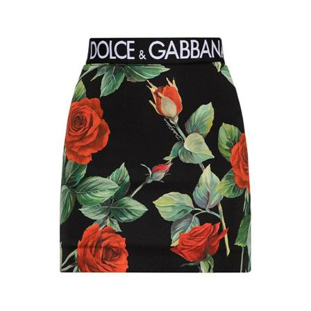 Dolce & Gabbana Nederdel with floral motif Sort, Dame