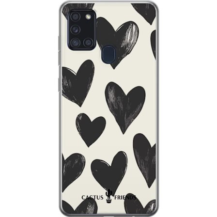 Kompatibelt Mobildeksel til Samsung Samsung Galaxy A21s Cactus and Friends - Bold Black Love Pattern