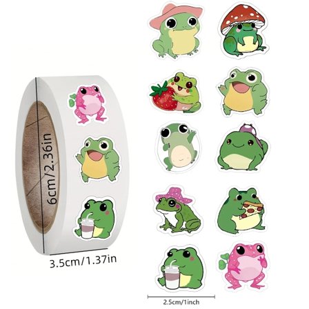 500 stk. tegneserie-dyr rulle klistermærker bi hest hund høne frø enhjørning notesbog klistermærker vandtætte selvklæbende papir med hedefrog