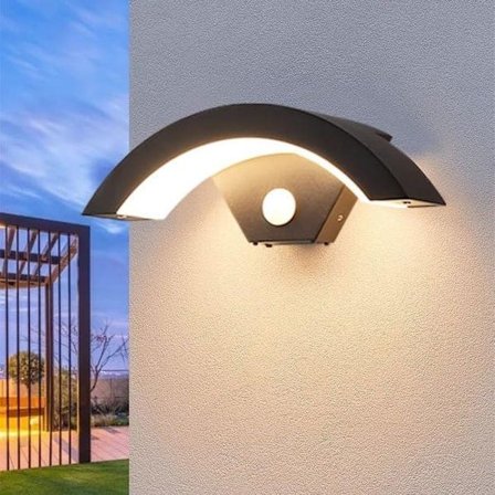 LED Vegglampe Utendørs 24W IP65 med Bevegelsessensor, Varmhvitt Lys for Hage & Terrasse_TF_TF