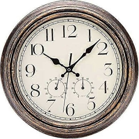 Garden Clock Outdoor Waterproof Clock With Thermometer Hygrometer 12 Inch