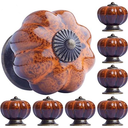 8 st handtag kök möbel dörrhandtag skåpknoppar skåpdrar orange keramisk knopp