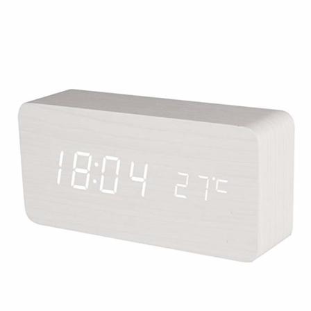 Digital Led Väckarklocka I Trädesign - Vit Vit