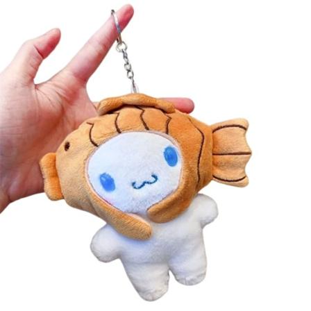 Nøkkelring Søt Cinnamoroll Plysj Leker Nøkkelring Anime Fylt Plushie Dukke Anheng Nøkkelringer