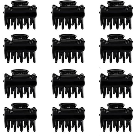 12 stk små hårklemmer for kvinner og jenter, sklisikre hårklemmer, svarte hårklemmer for tykk hårstyling