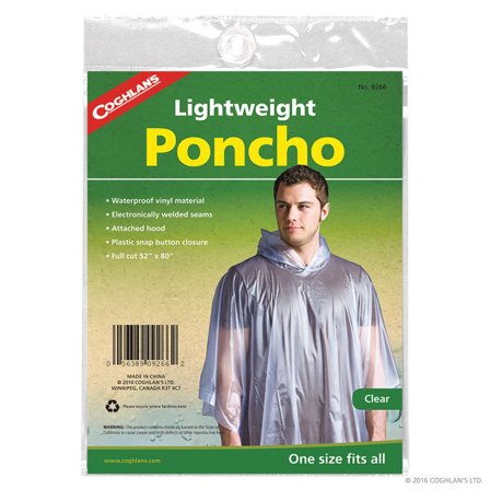 Coghlan's Lightweight Poncho Clear Men rain jackets OneSize