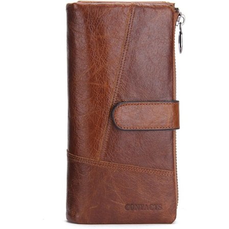 Kontakter Ekte Lær Ku Skinn Menn Sekretær Lang Glidelås Lommebok 12 Kort Spor Julergave