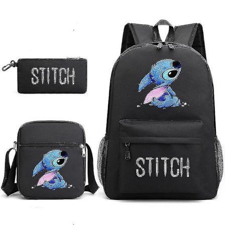 Lilo Stitch Ryggsekk Tredelt Sett Skolesekk Q