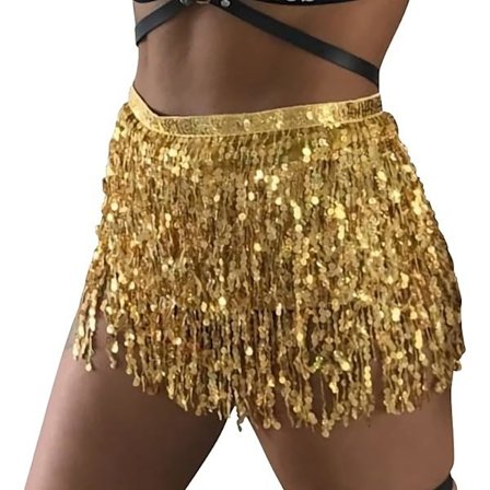 Mavedans Kvast Taljekæde Fire Lag Boheme Hoftetørklæde Nederdel Sexet Taljetørklæde Lysstyrke Taljebånd