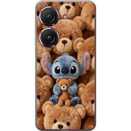 Kompatibel Mobilcover til Asus Zenfone 9 Stitch omgivet af brune teddybjørne med en lille teddybjørn i armene i en sød og hyggelig kawaii-design