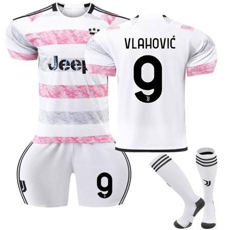 23-24 Juventus FC Bortefotballdrakter for barn nr. 9 Vlahović-WELLNGS 24