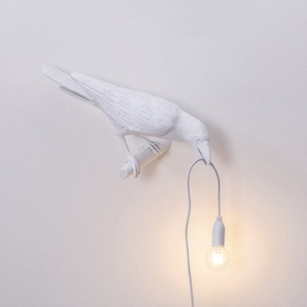 Seletti Bird Modern Italiensk Vägglampa Svart Vit Resin Lig-