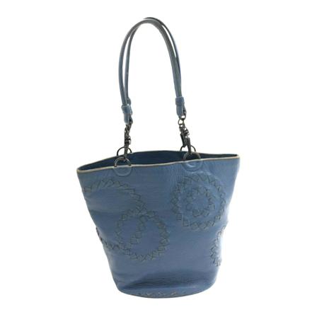 Bottega Veneta Vintage, Pre-owned Bucket Shoulder Bag Blauw, Dames, Maat:ONE Size,leer