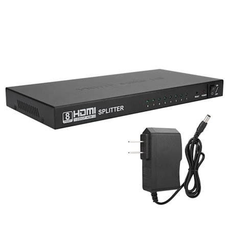 1x8 HDTV-fordeler HDMI-splitter 3D 1080P lyd- og videodistributør 1 inn 8 ut