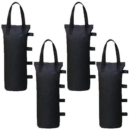 4-delt vægtet fodvægtpose Sandposer Sandposevægte til Pavillon ø15cm*50cm Sort Oxford Stof Vindtæt Vandtæt til Markise Telt Tilbehør