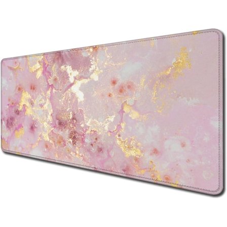 Stor Musematte, Søt Rosa Skrivebordsmatte, Marmor Tastatur Musematte, Sklisikker Gummibase