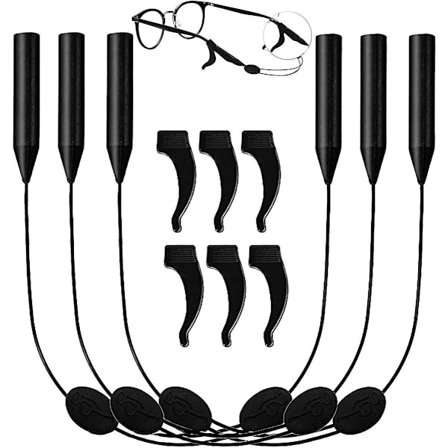 Glasögonband 3-pack, justerbar glasögonhållare med 6 halkfria krokar Glasögonband för sport Solglasögonhållare, Vattentät glasögonkedja, Glasögonband 