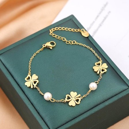 Armband med Fyrklöver för Kvinnor 18K Guldpläterat