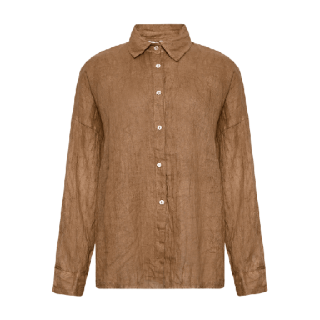 Tiffany Gia, Shirt, Linen - Light Brown Blusar Dam Brun M/L