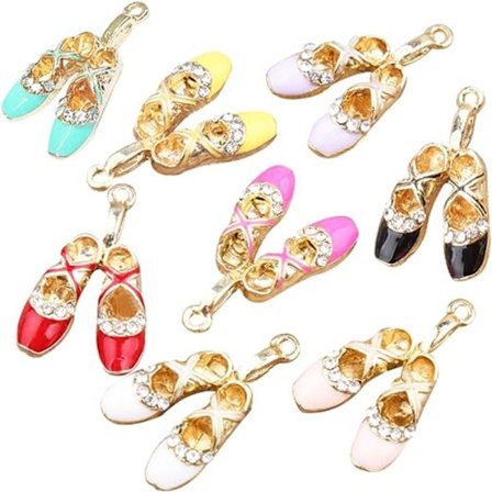 30 Stk Ballet Sko Emalje Charms med Krystal Rhinestone Sko