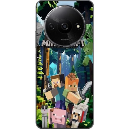 Yhteensopiva Puhelinkuori Xiaomi Xiaomi Redmi A3 Minecraft-matkapuhelinkotelo metsällä ja pikselityylisillä hahmoilla