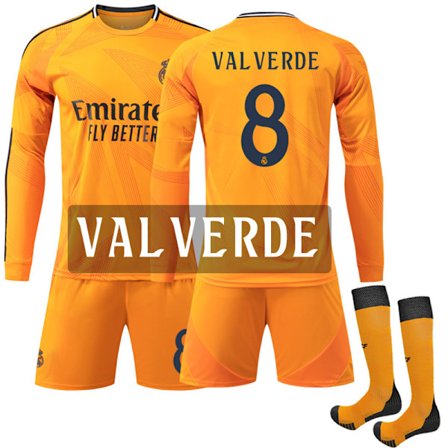 Real Madrid VALVERDE #8 2025/2026 Special Edition Långärmad Fotbollströja/Shorts/Strumpor Set Barn Ungdom Storlekar
