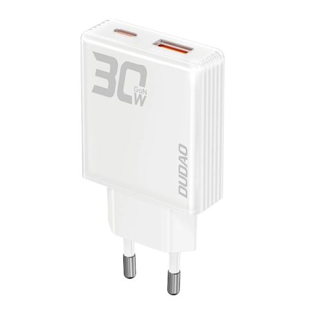 Dudao GaN USB-Laddare 30W med 1xUSB och 1xUSB-C - Vit_jar