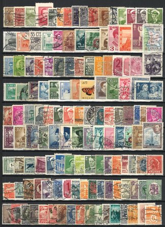 Frimærker fra årene 1925-1955 - 1500 forskellige frimærker - Stemplet