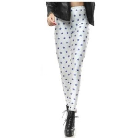 Vita Leggins med Svarta Stjärnor