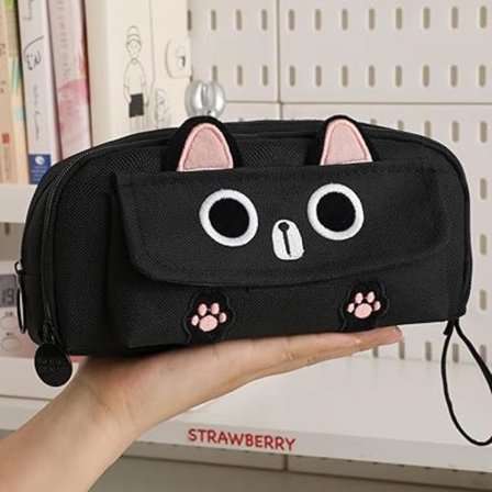 Kat Blyant/Pen Etui 4-Lag Ekstra Kapacitet Kosmetik Organizer Pen Børsteholder Mesh Lommer (4 Lag - Sort)