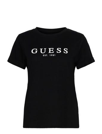 Es Ss Guess 1981 Roll Cuff Tee T-shirts & Tops Short-sleeved Svart GUESS Jeans