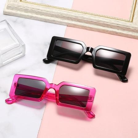 Trendikk t suorakulmaiset aurinkolasit, vaaleanpunainen musta Pink one size