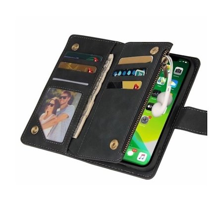 iPhone 15 Pro Max multifunktionelt pung etui Lynlås 8-rum