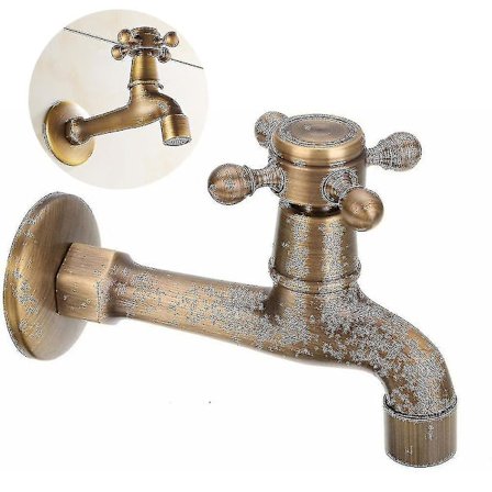 Vægmonteret hane Retro Solid Messing Enkeltgreb Corrosio