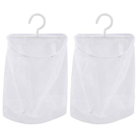 2 stk Oppbevaringsleker Klesklypepose Henger Gjenbrukbar Nettpose Frukt Grønnsak Oppbevaringsposer Løk Oppbevaringsnettpose Hvit 24.5X22CM White 