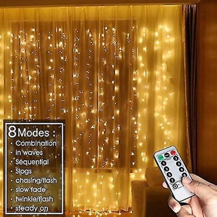 LED-verhot valot ikkunaan, 3mx3m, 300 LEDiä, USB, 8 tilaa