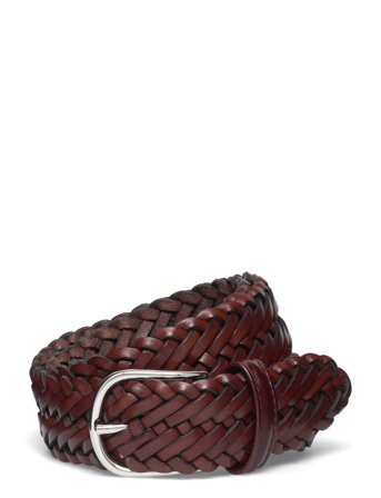 Anderson's Classic Woven Leather Belt - Brown - 90