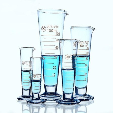 Laboratoriegradert traktformet målebeger, trekantet sylinder