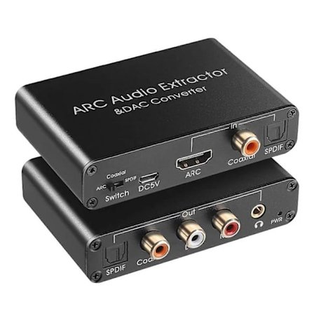 Audio Extractor 192 kHz DAC-muunnin ARC Audio Extractor Tukee digitaalista HDMI-yhteensopivaa ääntä mustana