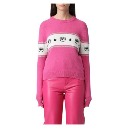 Chiara Ferragni Collection, Round-neck Knitwear Roze, Dames, Maat:S
