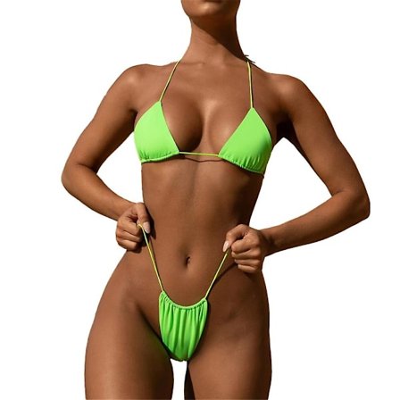 Baddräkt Fylld String Baddräkt Bikini Set Bandage Solid brasiliansk baddräkt