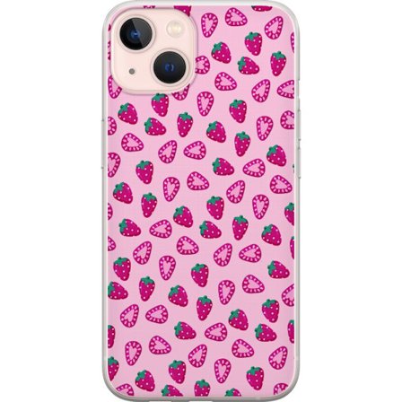 Yhteensopiva Puhelinkuori Apple iPhone 13 mini Suloisia mansikoita vaaleanpunaisessa kuviossa