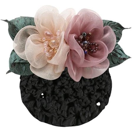 Kvinde Hårnål Hæklet Knold Net Blomster Hårklemmer Blonder Hårnet Hår Knold Kontor Hovedbeklædning Hår Tilbehør (Pink)
