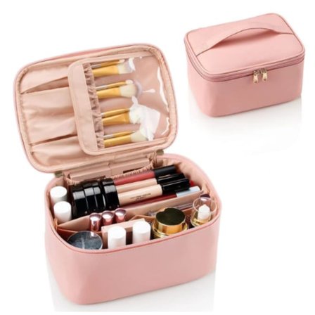 Makeup Taske, Bærbar Kosmetiktaske, Stor Kapacitet Rejsetaske til Makeup, Makeup Tasker til Kvinder Toilet Taske pink