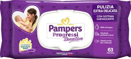 Pampers Progressi Sensitive Salviette Aloe 63 Pezzi